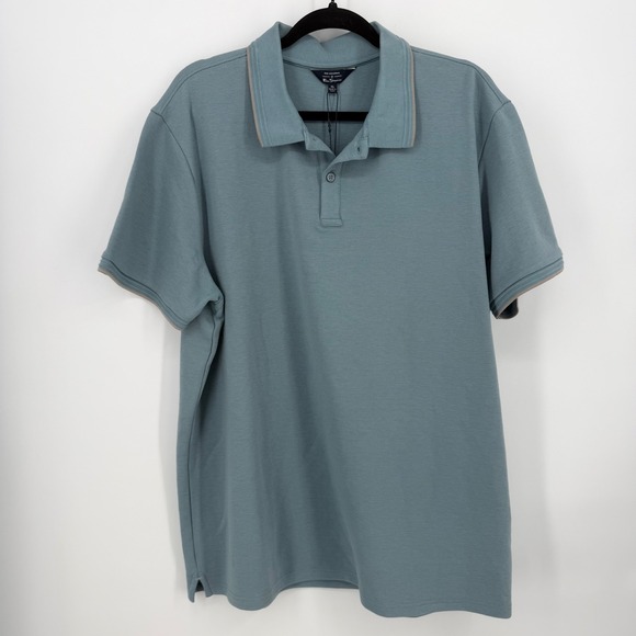 Ben Sherman Other - Ben Sherman Cotton Blend Polo Shirt Mens XL Smoke Blue New Textured Short Sleeve